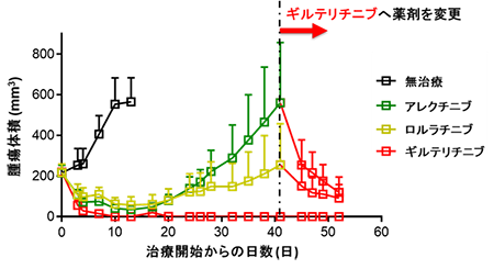 図4. 耐性克服薬としてギルテリチニブが有効である