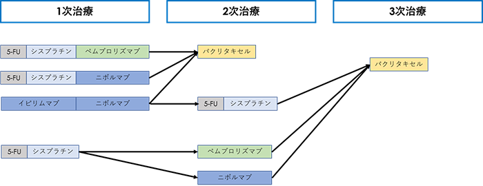 図16. 食道がんに対する化学療法のアルゴリズム(食道癌診療ガイドライン2022年版) 図16. 食道がんに対する化学療法のアルゴリズム(食道癌診療ガイドライン2022年版)
