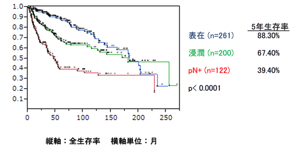 図2:M0膀胱癌全摘例:全生存率曲線